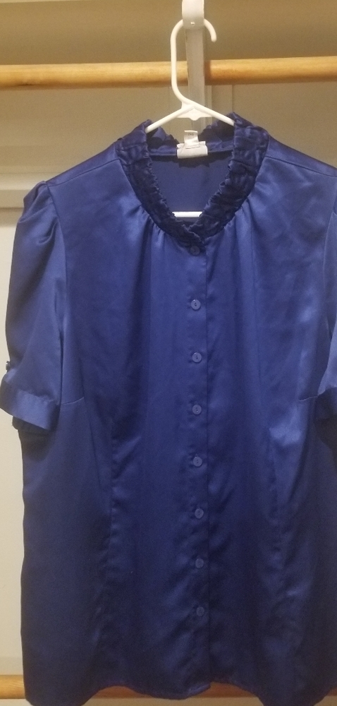 Navy blue silk button blouse
